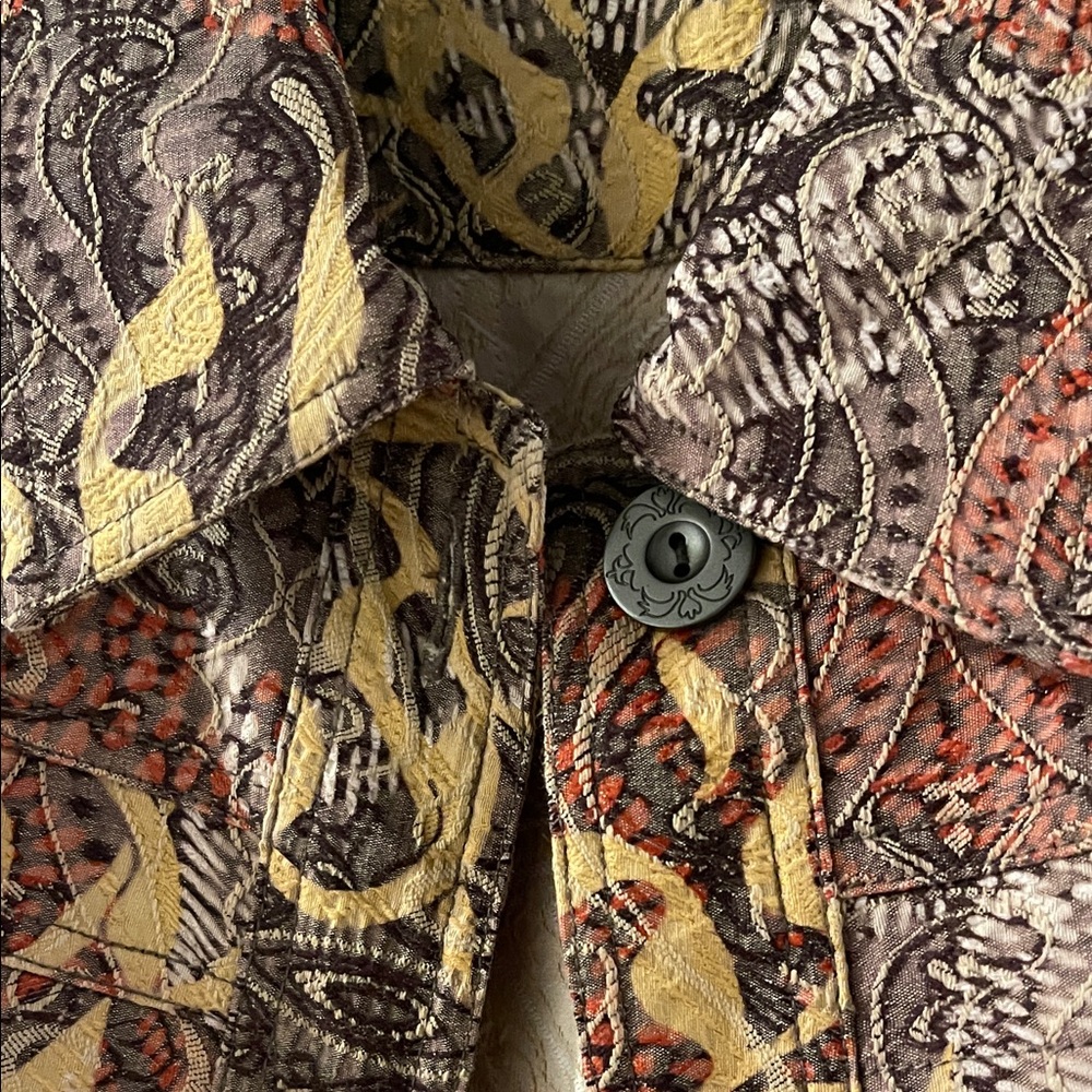 Colorful Patterned Jean Jacket - Picture 3 of 9